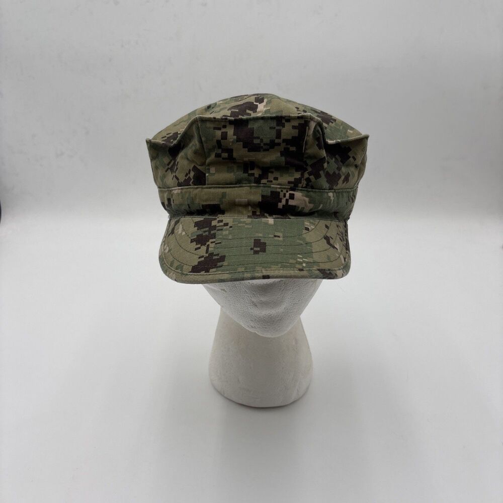 USN NWU Type III AOR2 Digital Woodland Utility Navy  Cap Hat Size 7 1/2